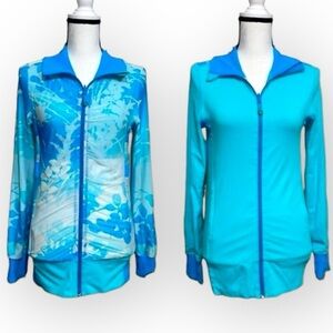 Lululemon RARE Aqua Blue floral Reversible RAJA collared full zip  jacket top